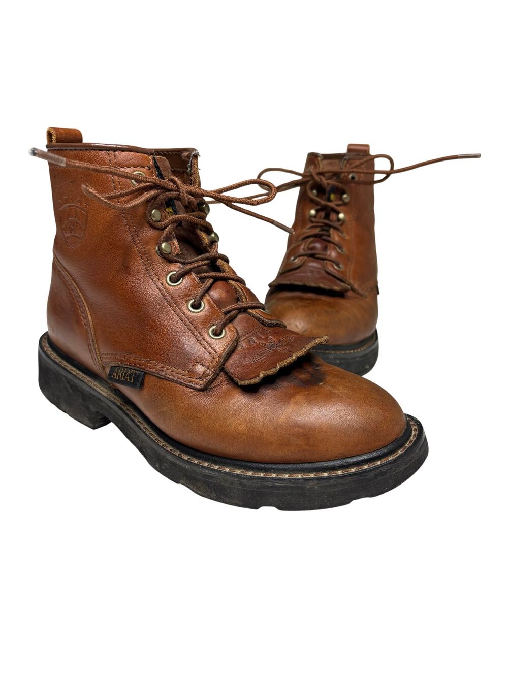 Ariat Women’s Kiltie Lace Up Brown Leather Roper Ankle Work Boots 6